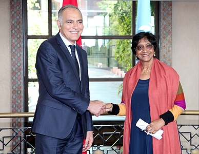 Ms. Pillay also met with Morocco's Minister of Foreign Affairs and Cooperation, Salaheddine Mezouar, in Rabat. Photo: MAP