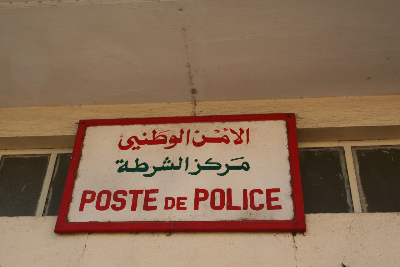 A police station sign in Casablanca, Morocco. Photo: Holly Hayes on Flickr.