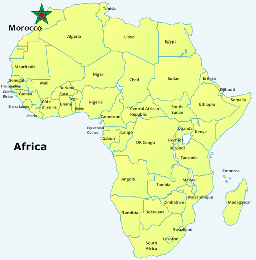 Где находится страна африка. Карта Марокко на карте Африки. Марокко на политической карте Африки. Где Марокко на карте Африки.