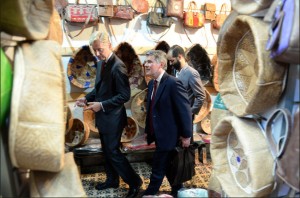 British Ambassador Clive Alderton (L), shown on a visit to the Rabat medina, helped spearhead the 'Forsa Mentoring' project for young Moroccans. Photo: AFP/Fadel Senna