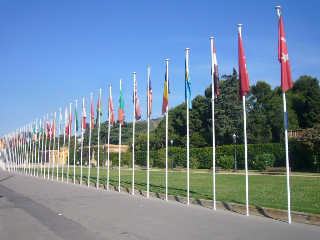 Jordiferrer - Own work Union for the Mediterranean. Flags of country members located at the entrance of the Pedralbes palace, Barcelona. 